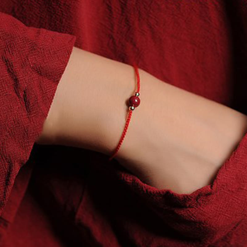 KarmaRipple's 14K Gold Plated Authentic Cinnabar Blessing String Woven Bracelet p23