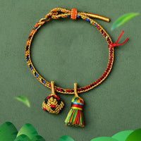 KarmaRipple's Colorful Rope Fortune Handmade Zongzi Golden Ball Talisman Bracelet
