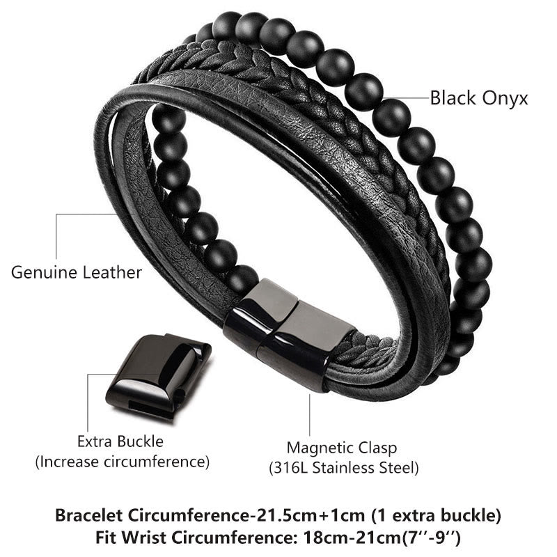 KarmaRipple's Authentic Lava Rock Black Onyx Bead Leather Bracelet p14