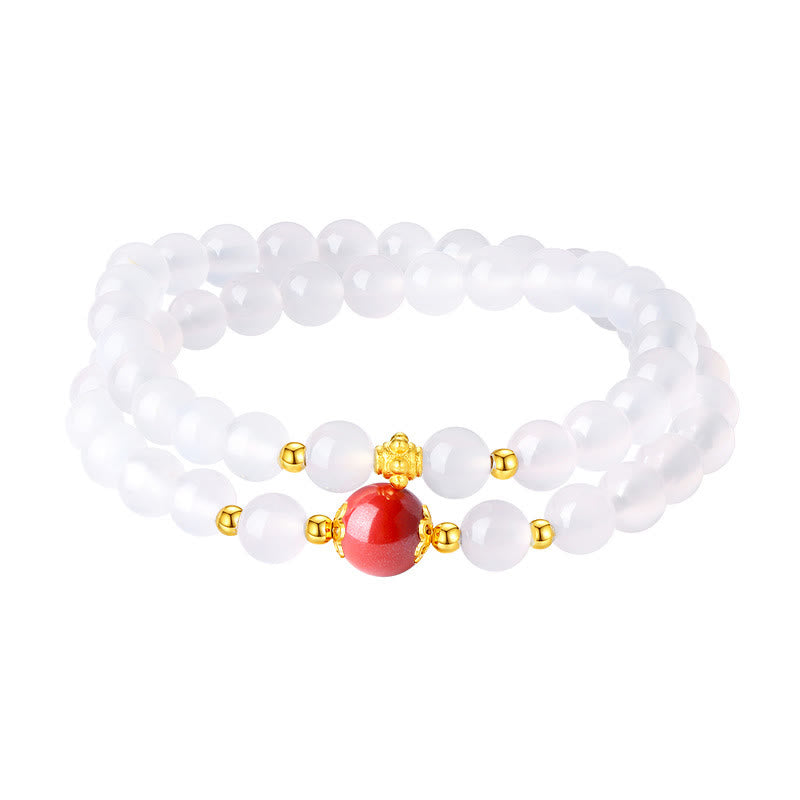 KarmaRipple's 925 Sterling Silver Authentic Ivory Agate Cinnabar Double Wrap Protection Bracelet p14