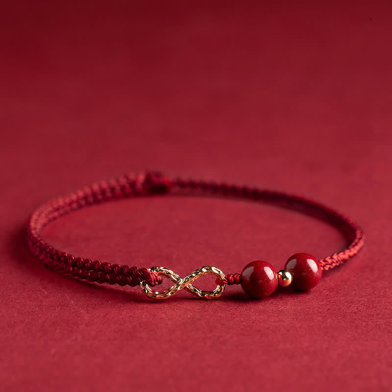 KarmaRipple's Cinnabar Blessing Red String 14K Gold Infinity Symbol Bracelet Anklet p4