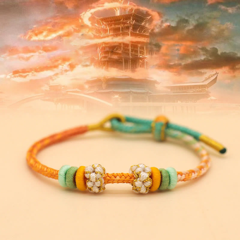 KarmaRipple's Handmade Eight Thread Peace Weave Peach Blossom Weave Fortune Rope Woven Bracelet p4