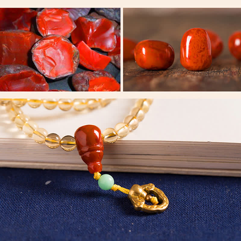 KarmaRipple's 925 Sterling Silver 108 Mala Beadwork Authentic Citrine Red Agate Amber Pleasure Talisman Bracelet p15