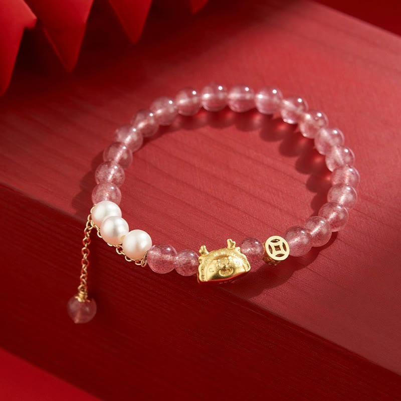KarmaRipple's Year of the Dragon Dumpling Authentic Red Agate Garnet Hetian Jade Fu Character Fortune Success Bracelet p3