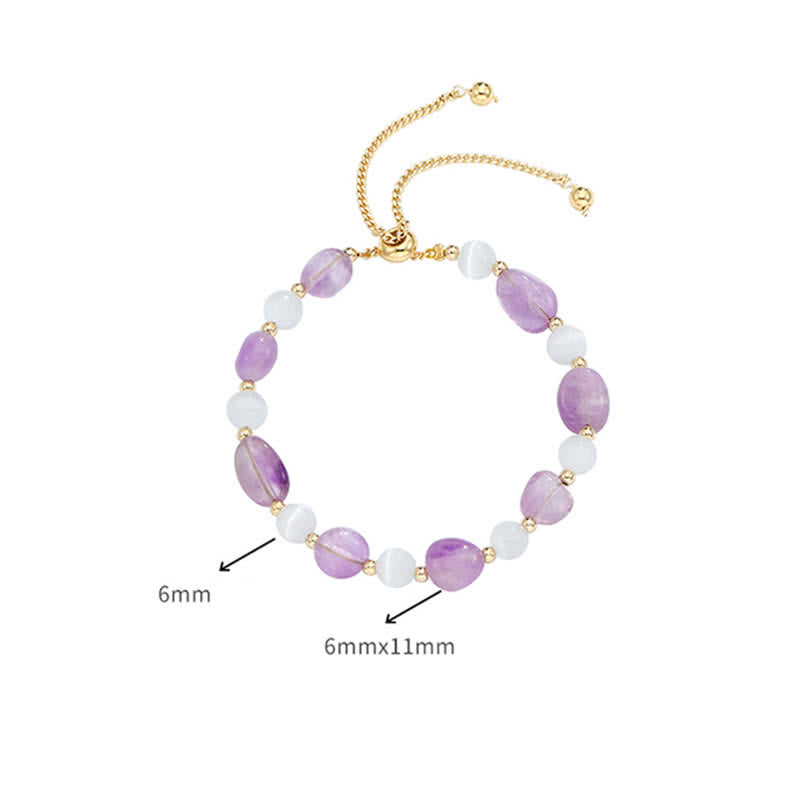 KarmaRipple's Amethyst Pink Gemstone Black Rutilated Quartz Spiritual Awareness Bracelet p9