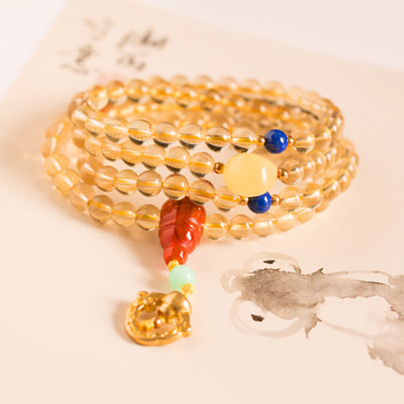 KarmaRipple's 925 Sterling Silver 108 Mala Beadwork Authentic Citrine Red Agate Amber Pleasure Talisman Bracelet p8