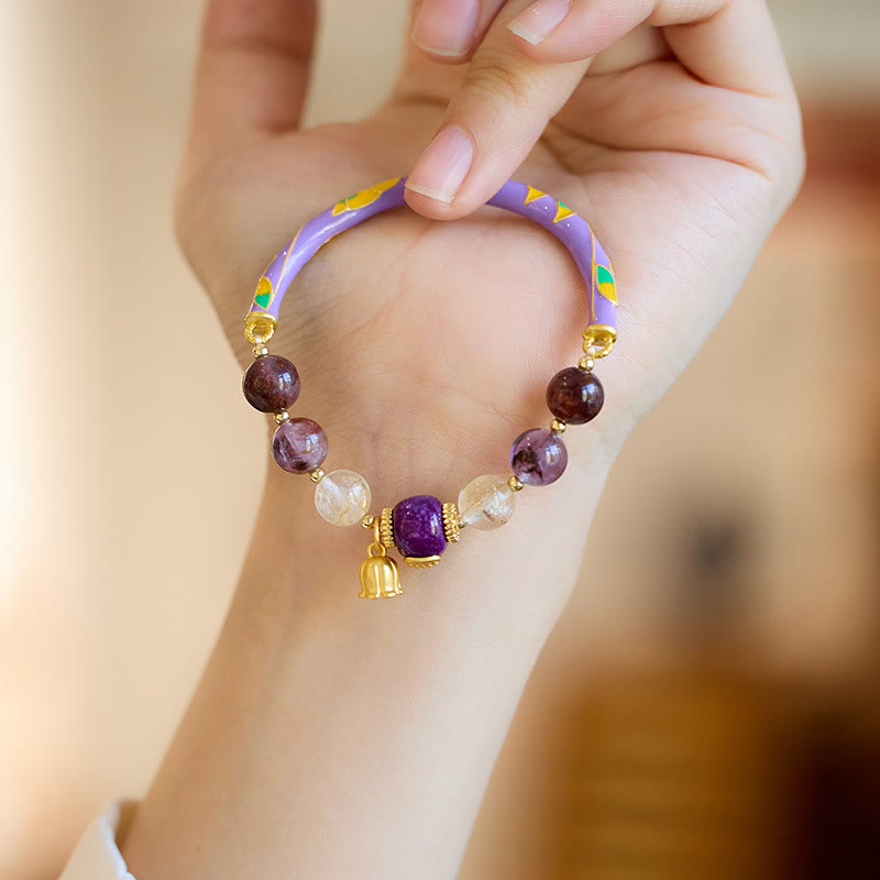 KarmaRipple's Purple Phantom Purple Jade Scripture Citrine Love Wisdom Bracelet Bangle p4