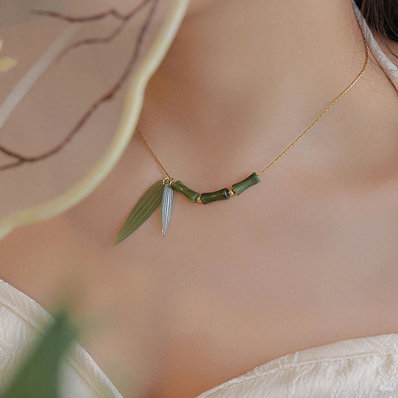 KarmaRipple's Bamboo Leaf Jade Design Wealth Pendant Necklace p8
