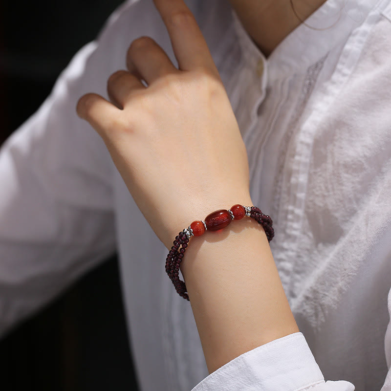 KarmaRipple's Authentic Garnet Red Agate Protection Triple Layer Bracelet p3