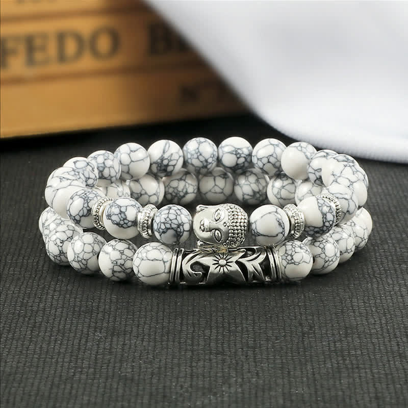 KarmaRipple's 2Pcs Authentic Gemstone Agate Buddha Protection Bracelet p22
