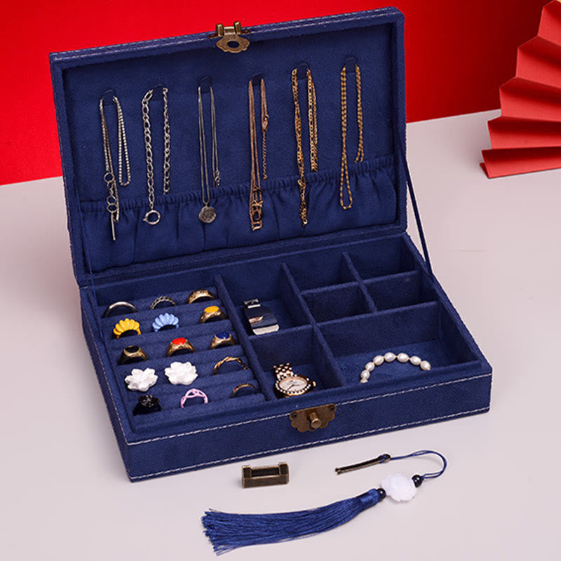 KarmaRipple's Simple Design Jewelry Box Organizer Single Layer Flannel Jewelry Storage Box With Lock p25