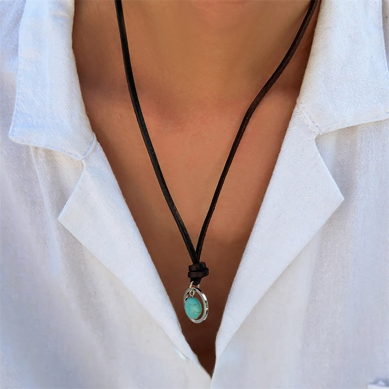 KarmaRipple's Round Turquoise Stone Protection Strength Pendant Necklace p9