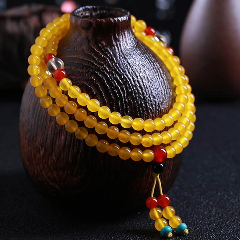 KarmaRipple's 108 Mala Beadwork Yellow Chalcedony Balance Bracelet p1