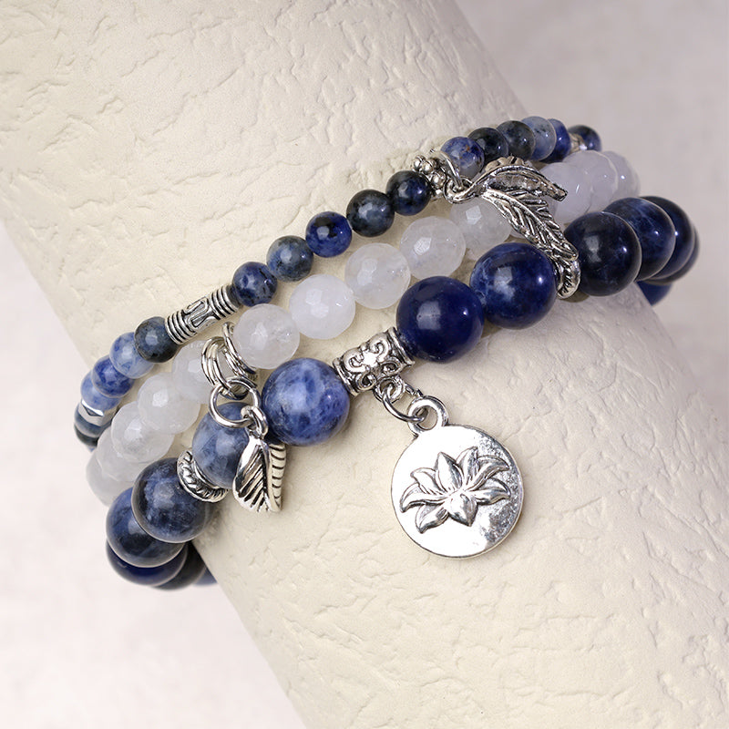 KarmaRipple's 3PCS Authentic Quartz Gemstone Beaded Balancing Energy Lotus Bracelet p26