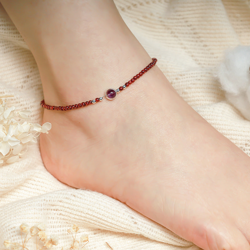 KarmaRipple's Garnet Amethyst Purification Calm Anklet p4