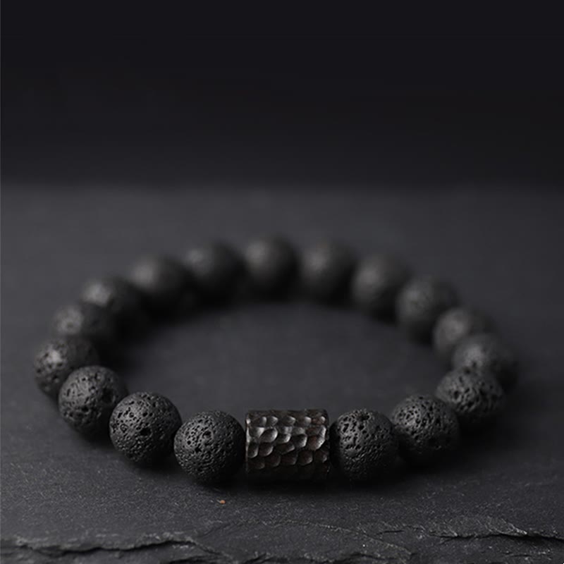 KarmaRipple's Lava Rock Ebony Wood Tiger Eye Support Balancing Bracelet p1