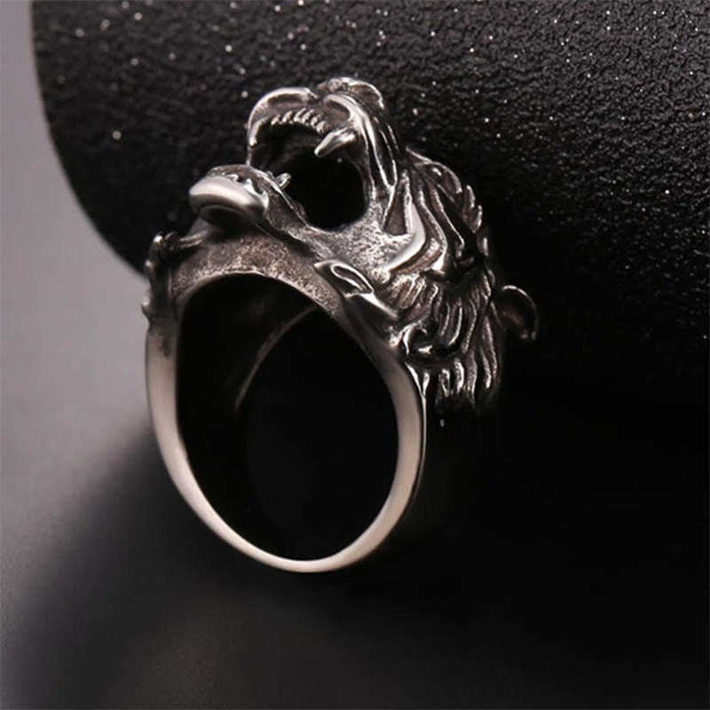 KarmaRipple's Men's Animal Tiger Head Titanium Steel Balance Calm Punk Rock Biker Ring p6