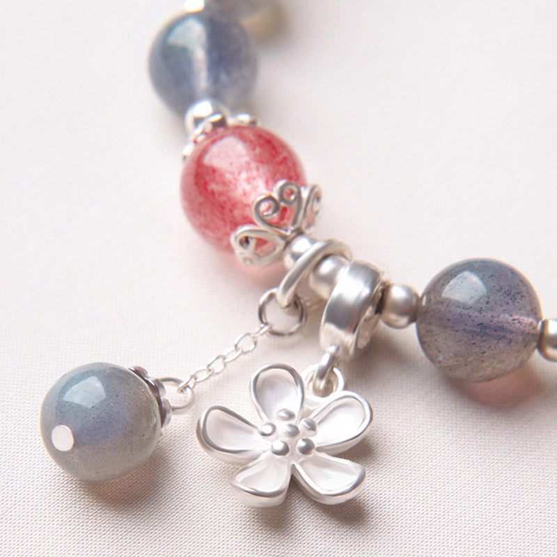 KarmaRipple's Moonstone Strawberry Quartz Flower Balancing Talisman Bracelet p7