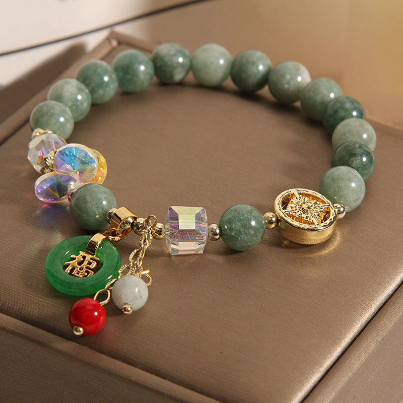 KarmaRipple's Strawberry Quartz Jade Fu Character Talisman Balancing Bracelet p8