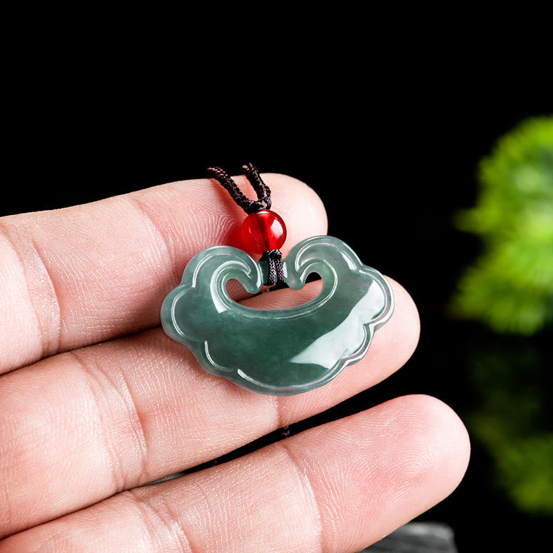 KarmaRipple's Authentic Green Jade Chinese Lock Talisman Fortune Pendant Necklace p5