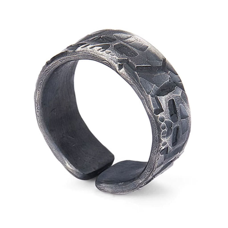 KarmaRipple's 999 Sterling Silver Skeleton Pattern Handmade Blessing Ring p13