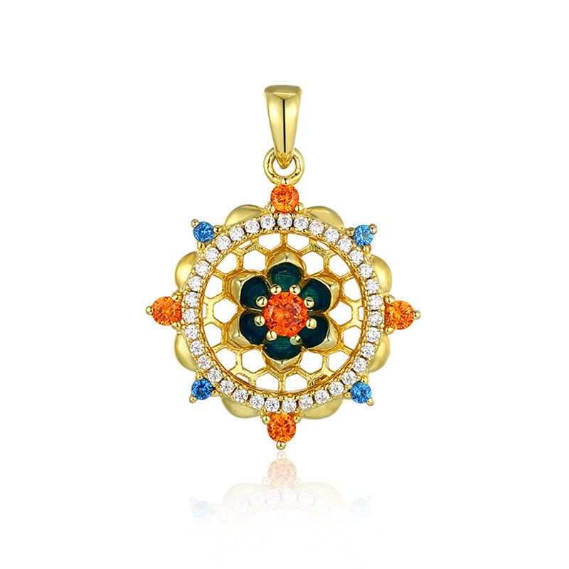 KarmaRipple's 925 Sterling Silver Lotus Flower Colorful Zircon New Beginning Pendant Necklace p9