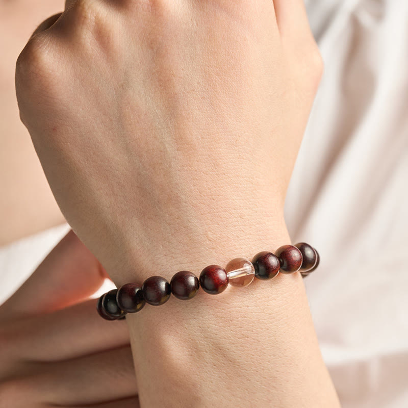KarmaRipple's Small Leaf Red Sandalwood Ivory Gemstone Protection Bracelet p9