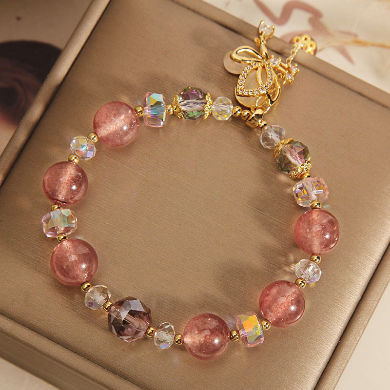 KarmaRipple's Authentic Strawberry Quartz Balancing Positive Butterfly Talisman Bracelet p4