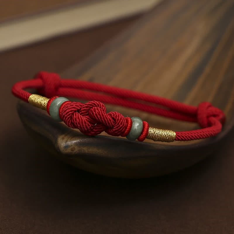 KarmaRipple's Red String Jade Fortune Fortune Weave Woven String Bracelet p6