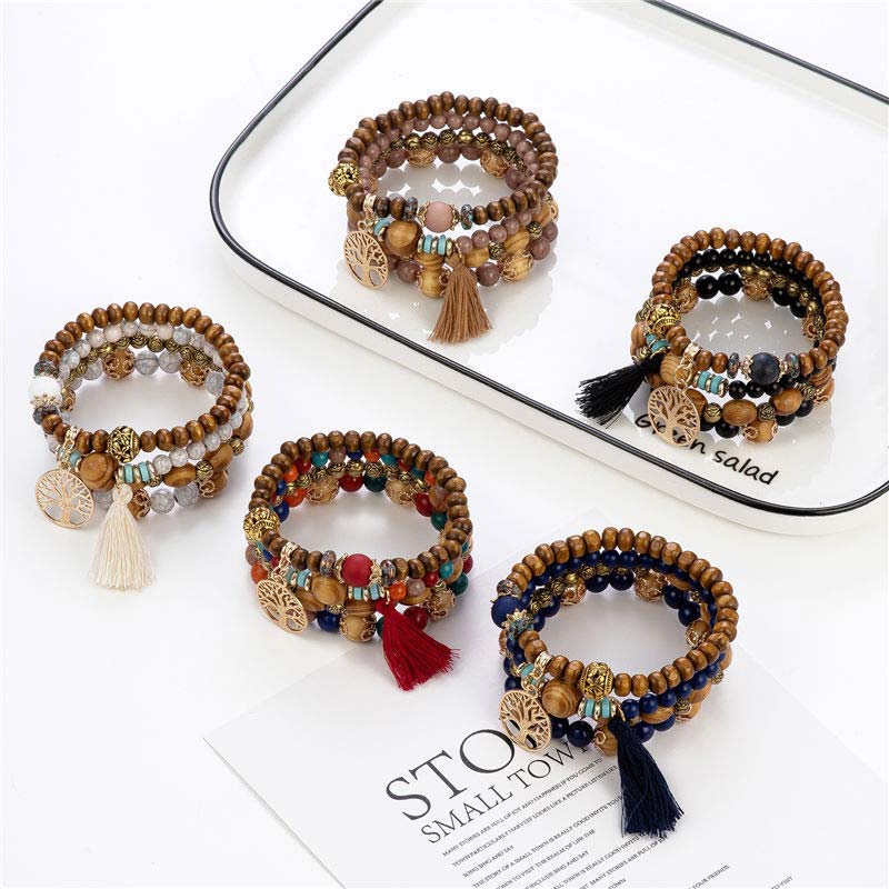 KarmaRipple's Wenge Wood Layered Tree Tassel Balancing Bracelet p10