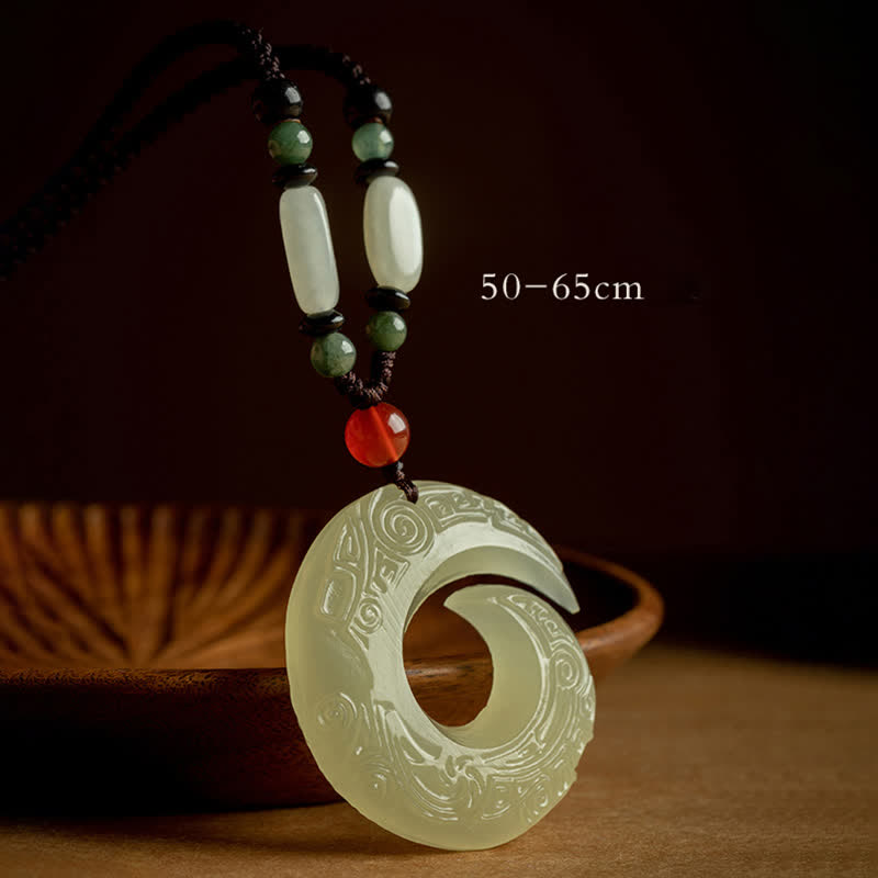 KarmaRipple's Peace Buckle Jade Small Leaf Red Sandalwood Cinnabar Agate Fortune Pendant Necklace p3