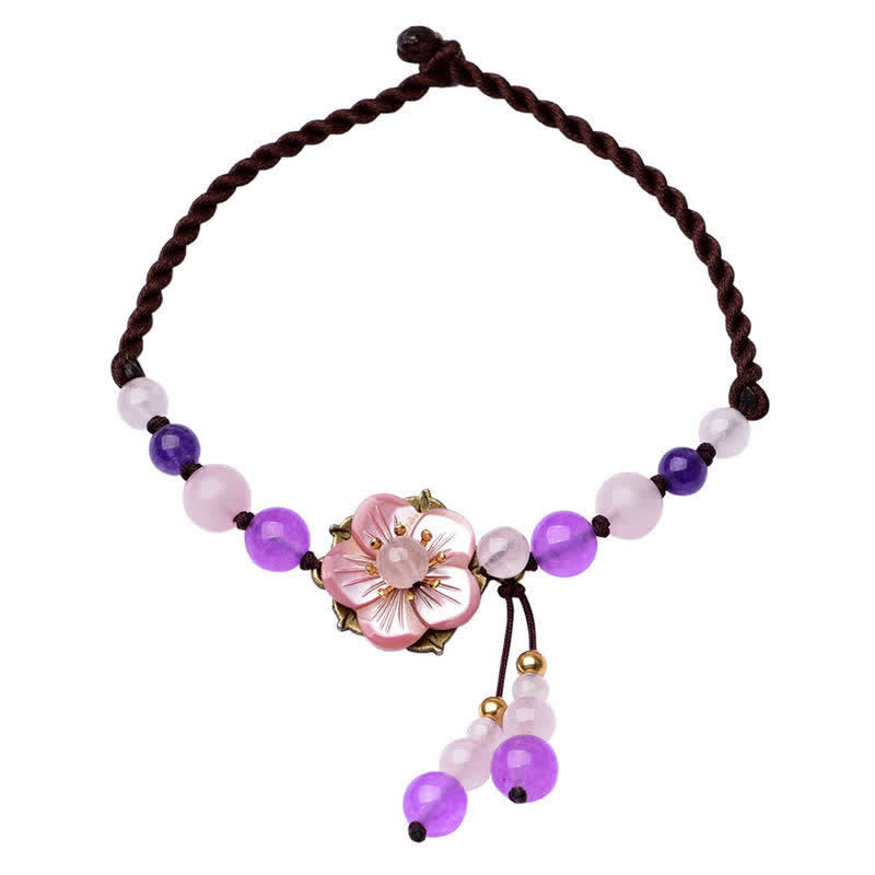 KarmaRipple's Authentic Amethyst Rose Quartz Gemstone Talisman Fortunate Balancing Anklet p7