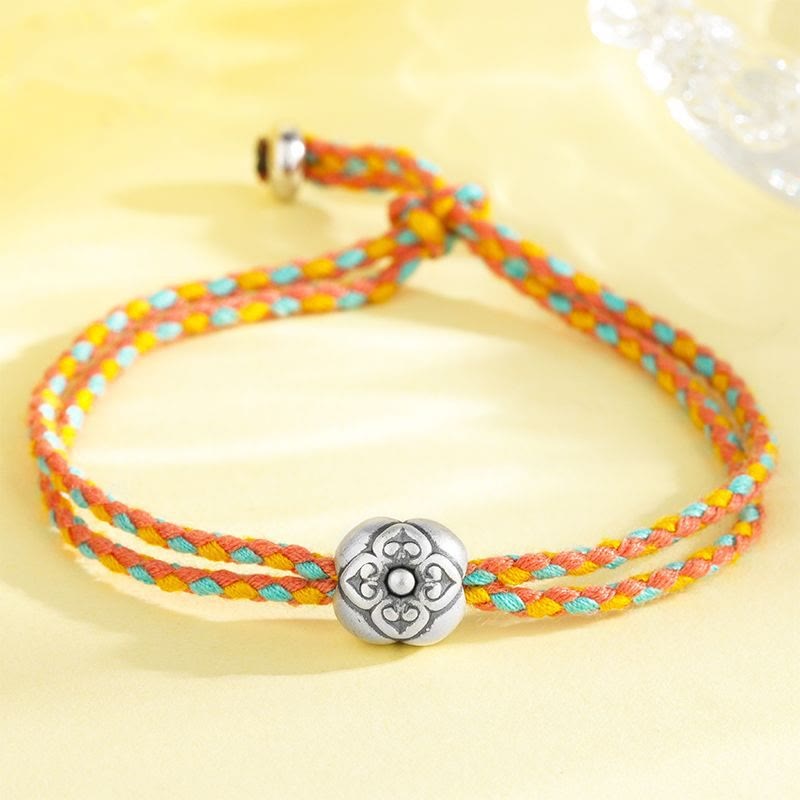 KarmaRipple's 999 Sterling Silver Persimmon Fortune Multicolored Woven Bracelet p1