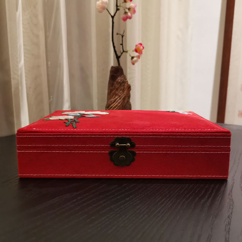 KarmaRipple's Flowers Dragonfly Jewelry Box Organizer Single Layer Jewelry Storage Box Flannel Box p21