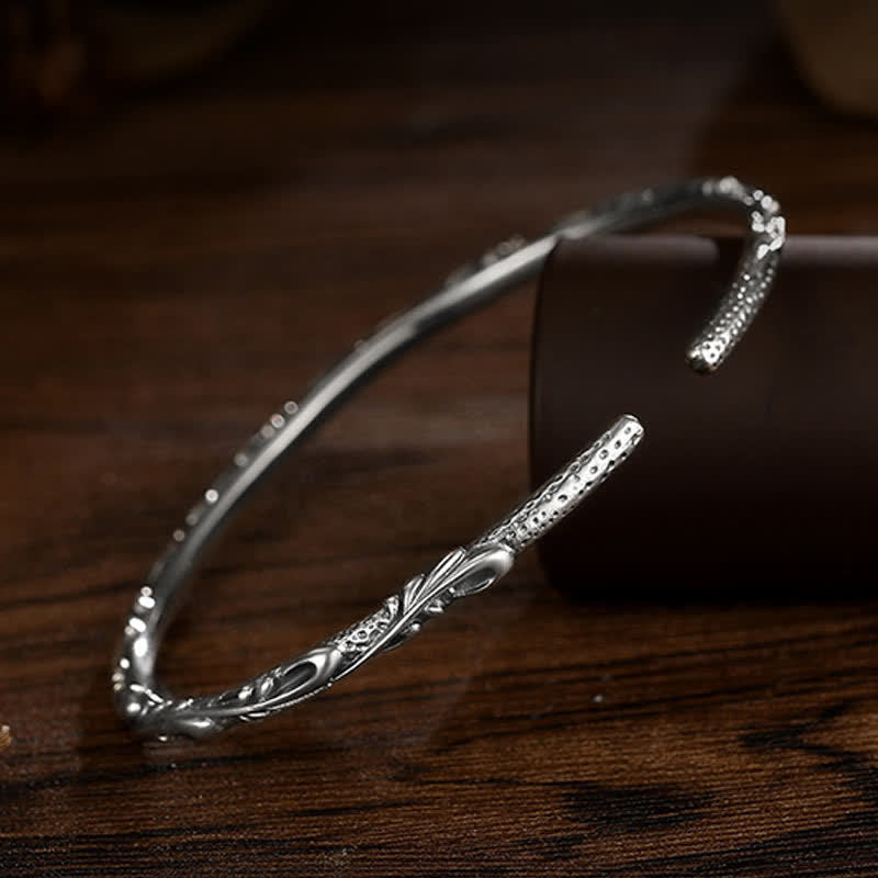 KarmaRipple's 925 Sterling Silver Handmade Vines Engraved Protection Bracelet Bangle p4