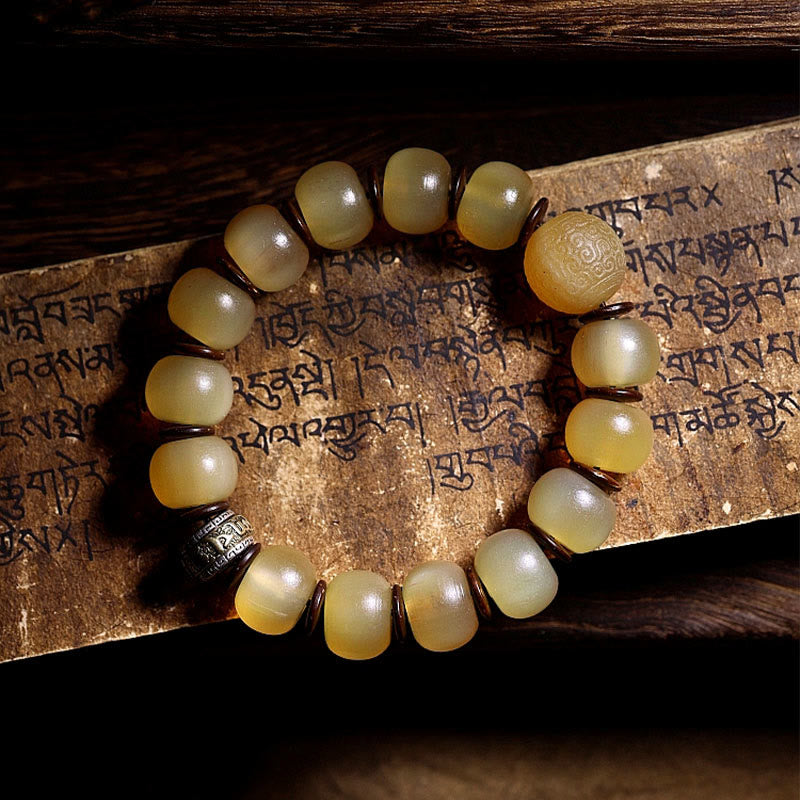 KarmaRipple's Handmade Tibetan Sheep Horn Om Mani Padme Hum Auspiciousness Bracelet p3