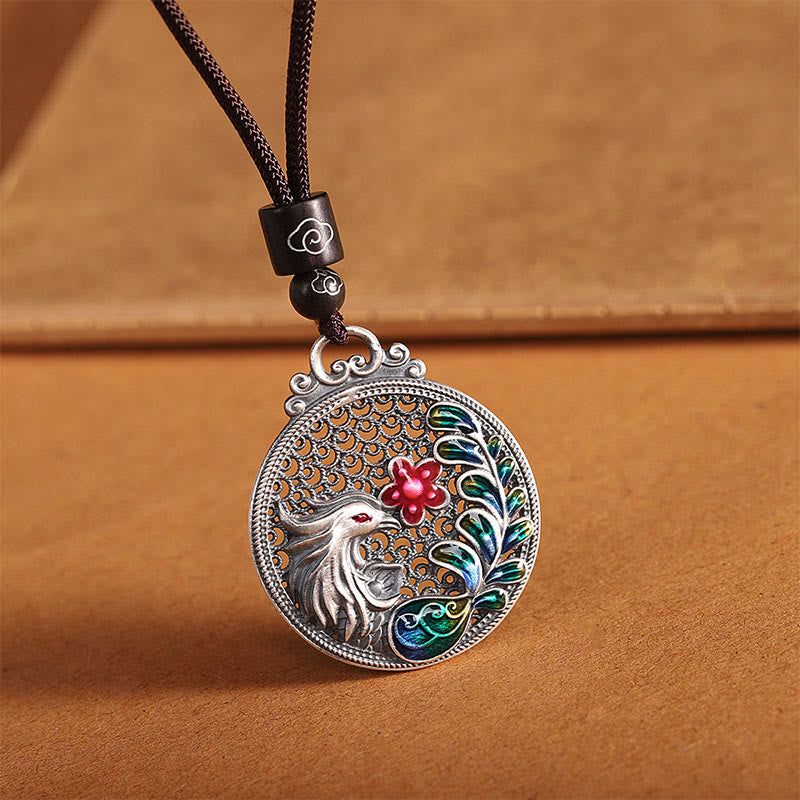 KarmaRipple's 990 Sterling Silver Phoenix Fortune Protection Pendant Necklace p1
