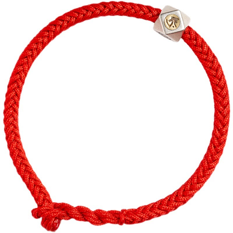 KarmaRipple's 925 Sterling Silver Handmade Chinese Zodiac Natal Buddha Fortune Protection Woven String Bracelet ( p7