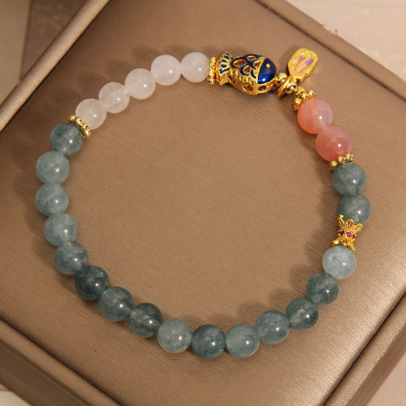 KarmaRipple's Jade Yanyuan Agate Ivory Jade Koi Fish Scripture Talisman Fortune Bracelet p3