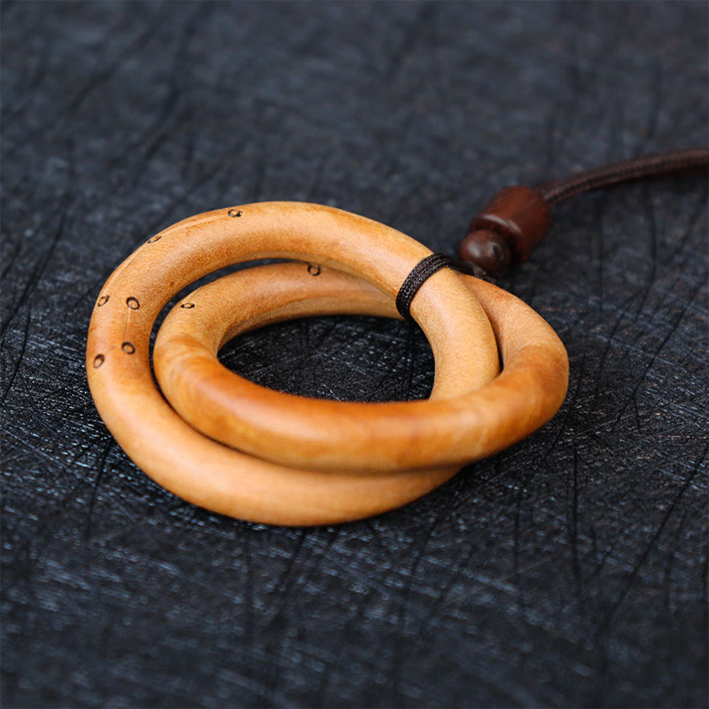 KarmaRipple's Jujube Wood Taoist Yin Yang Ring Qiankun Circle Fortune Ward Off Evil Spirits Pendant Necklace p6