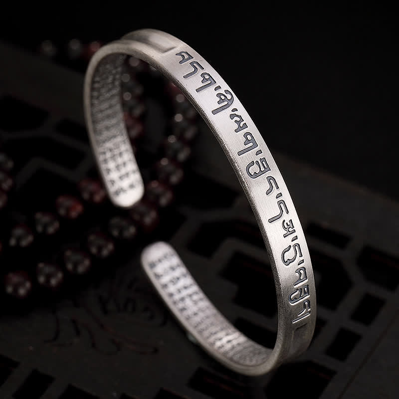 KarmaRipple's 999 Sterling Silver Six True Words Heart Sutra Protection Bracelet Bangle p5