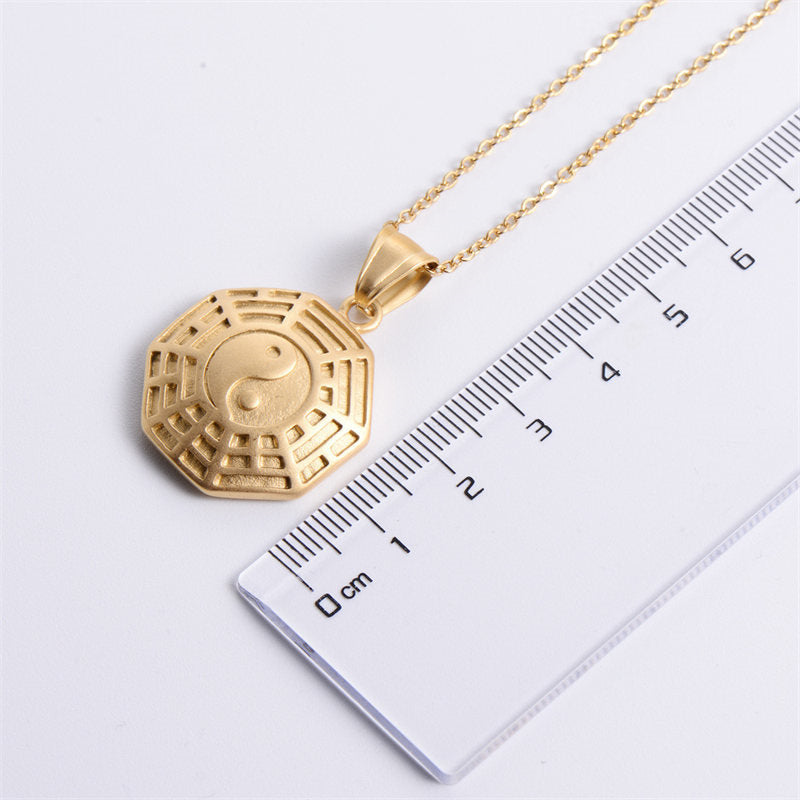 KarmaRipple's Bagua Yin Yang Titanium Steel Balance Pendant Chain Necklace p7