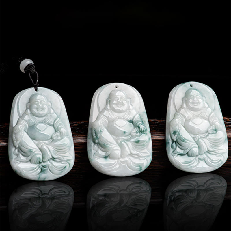 KarmaRipple's Authentic Jade Laughing Buddha Maitreya Buddha Fortune String Pendant Necklace p10