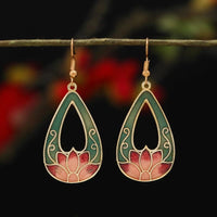 KarmaRipple's Lotus Butterfly Flower Alloy Bronze Enlightenment Drop Earrings