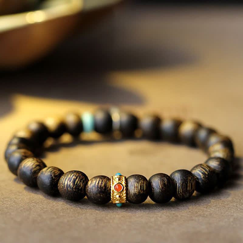 KarmaRipple's Vietnam Qinan Agarwood Turquoise Balance Strength Bracelet p13