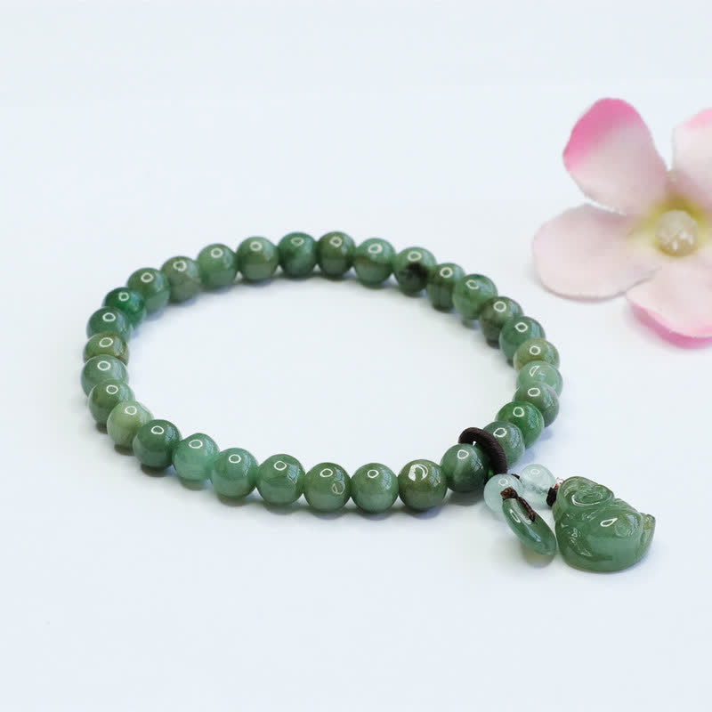 KarmaRipple's Laughing Buddha Cyan Jade Balancing Bracelet p7
