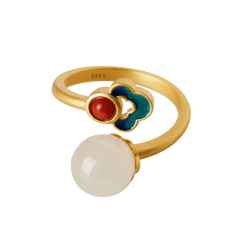 KarmaRipple's Ivory Jade Auspicious Cloud Blessing Fortune Ring p12