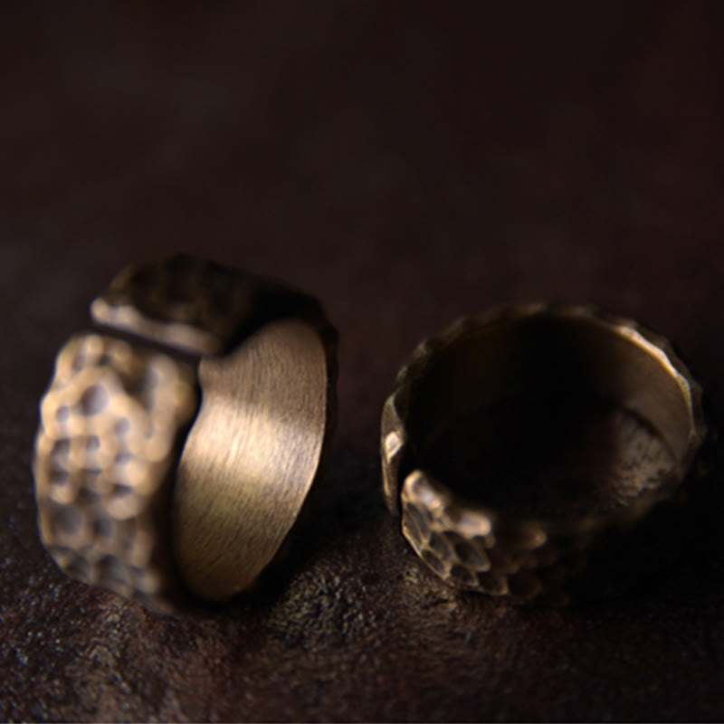 KarmaRipple's Tibetan Bump Texture Design Bronze Brass Fortune Ring p10