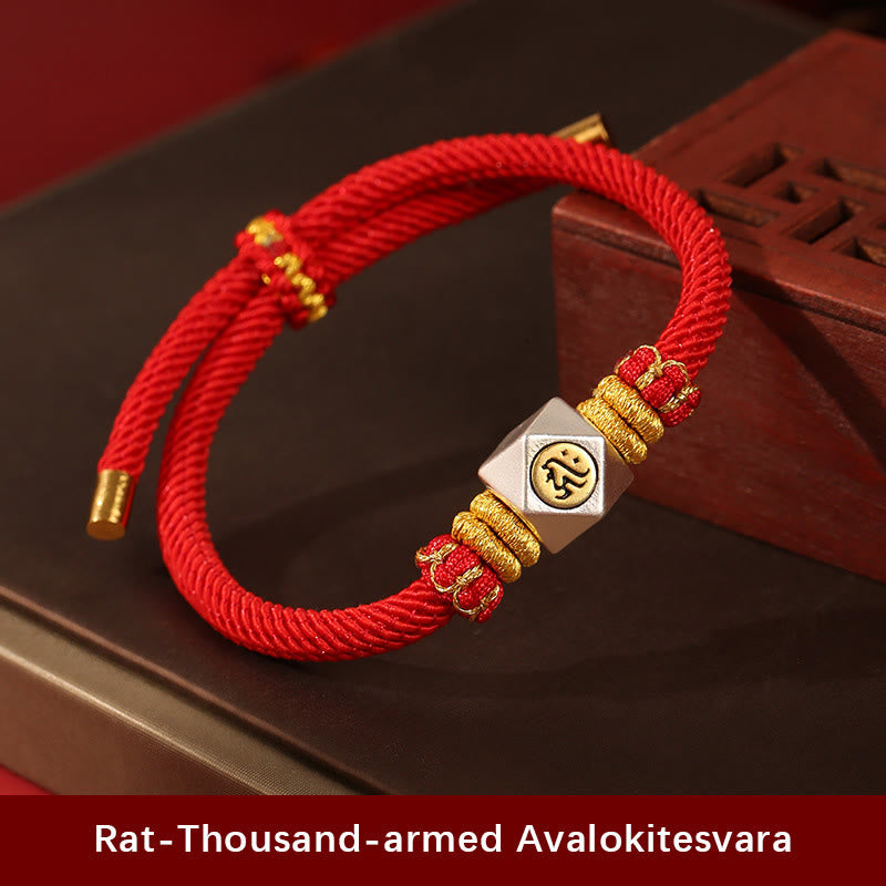 KarmaRipple's 999 Sterling Silver Chinese Zodiac Natal Buddha Red Rope Fortune Strength Handcrafted Kids Bracelet p2