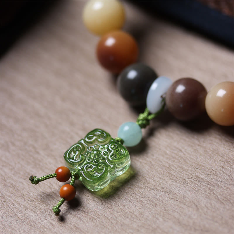 KarmaRipple's Authentic Multicolored Gradient Bodhi Seed Liuli Glass Talisman Peace Bracelet p16